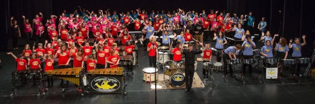 All of the Louisville Leopard Percussionists on stage during the BiG GiG